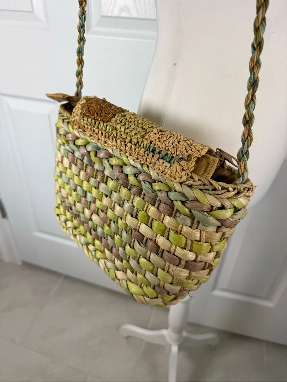 Capelli Straworld Multicolored Woven Straw Purse Boho Bohemian Style